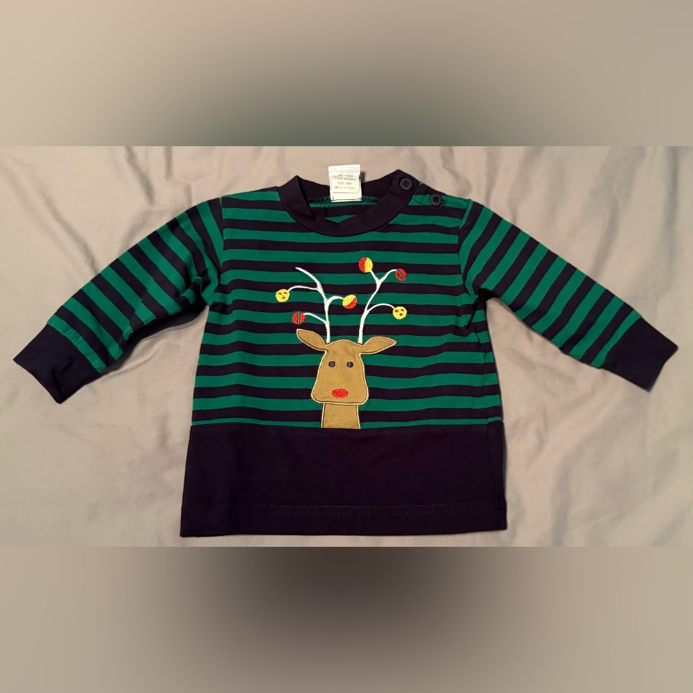 Florence Eiseman Green and Black Striped Sweater